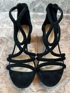 Sandro Black Suede Strappy Heels - Elegant Dress Sandals